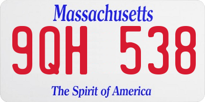 MA license plate 9QH538