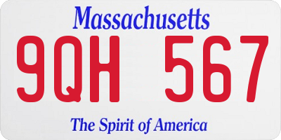 MA license plate 9QH567