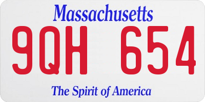 MA license plate 9QH654