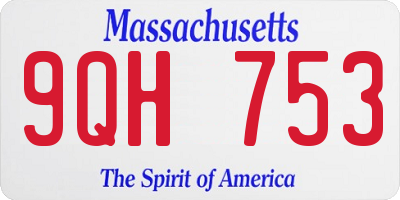 MA license plate 9QH753
