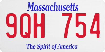 MA license plate 9QH754