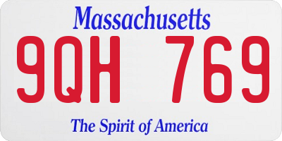 MA license plate 9QH769