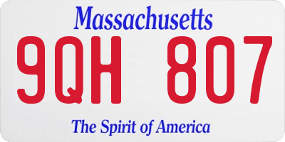 MA license plate 9QH807