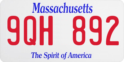 MA license plate 9QH892