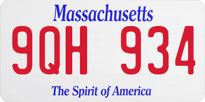 MA license plate 9QH934
