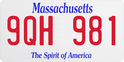 MA license plate 9QH981