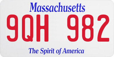 MA license plate 9QH982