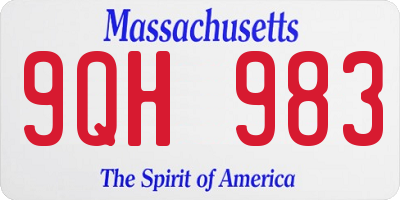 MA license plate 9QH983