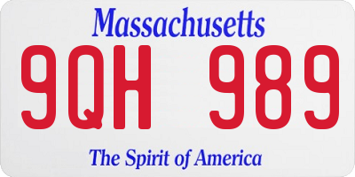 MA license plate 9QH989