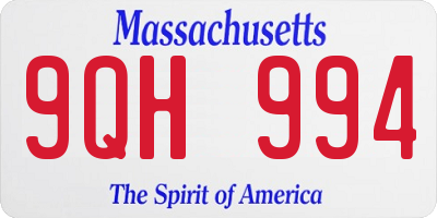 MA license plate 9QH994
