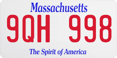 MA license plate 9QH998