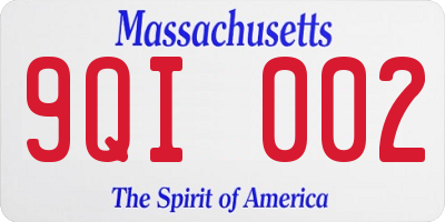 MA license plate 9QI002