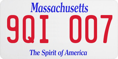 MA license plate 9QI007