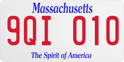 MA license plate 9QI010