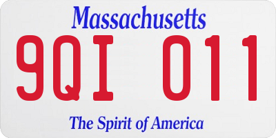 MA license plate 9QI011