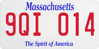 MA license plate 9QI014