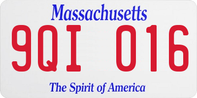 MA license plate 9QI016