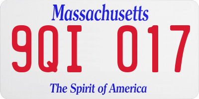 MA license plate 9QI017