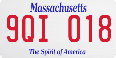 MA license plate 9QI018