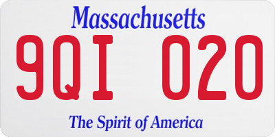 MA license plate 9QI020