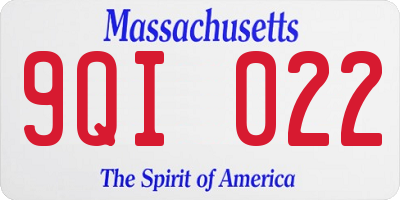 MA license plate 9QI022