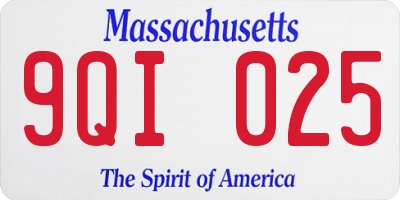 MA license plate 9QI025