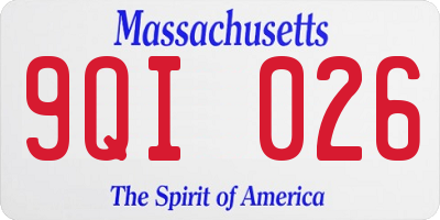 MA license plate 9QI026
