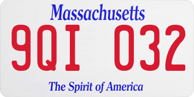 MA license plate 9QI032