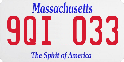 MA license plate 9QI033