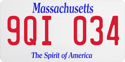 MA license plate 9QI034