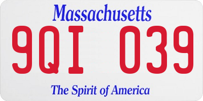 MA license plate 9QI039