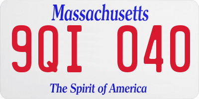 MA license plate 9QI040
