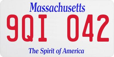 MA license plate 9QI042