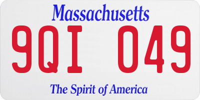 MA license plate 9QI049