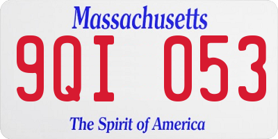 MA license plate 9QI053