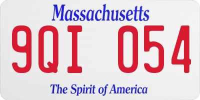 MA license plate 9QI054