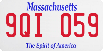 MA license plate 9QI059