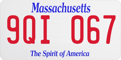 MA license plate 9QI067