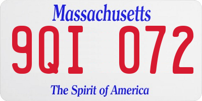 MA license plate 9QI072