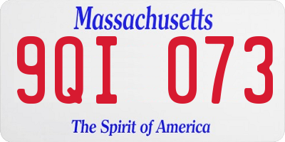 MA license plate 9QI073