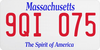 MA license plate 9QI075