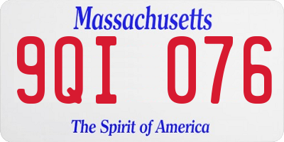 MA license plate 9QI076