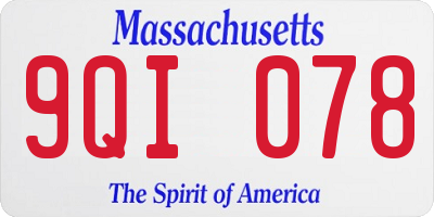 MA license plate 9QI078