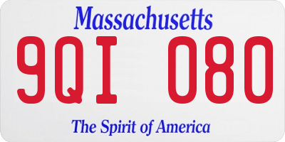 MA license plate 9QI080