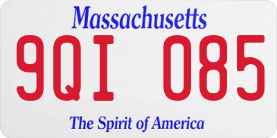 MA license plate 9QI085