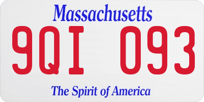 MA license plate 9QI093
