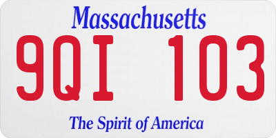MA license plate 9QI103