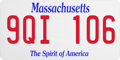 MA license plate 9QI106