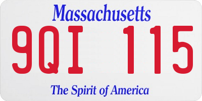 MA license plate 9QI115