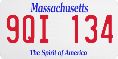 MA license plate 9QI134